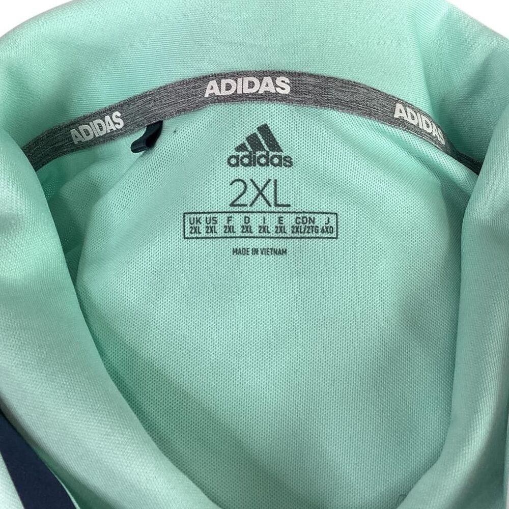 Adidas Golf Polo Shirt Men 2XL Green Blue Sport Striped Short Sleeve UPF 50 - Picture 7 of 7